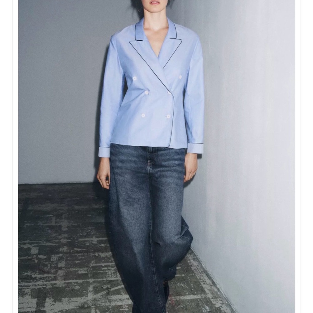 ZARA Blue Double-Breasted Top NWT!